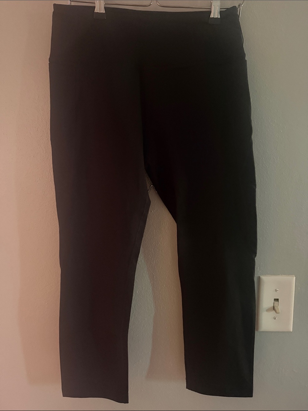 Baleaf Black Activewear 3/4 Leggings with Side Pockets & White Logo